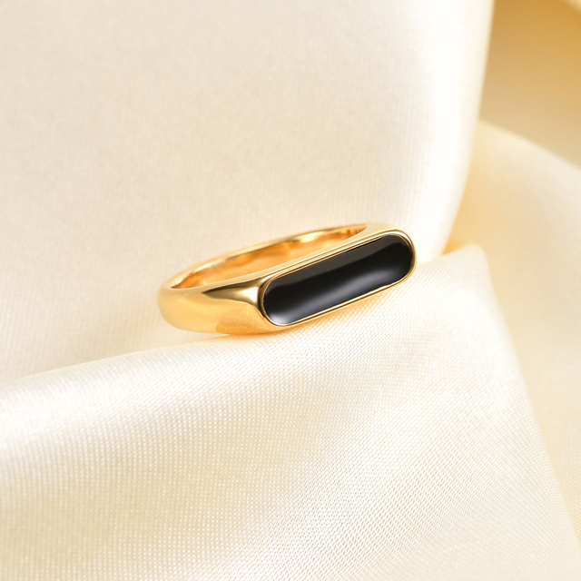 Obrączka Party Ring z geometrycznym wzorem, wykonana z emalii epoksydowej i stali nierdzewnej - moda 2021 - Wianko - 13