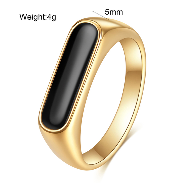 Obrączka Party Ring z geometrycznym wzorem, wykonana z emalii epoksydowej i stali nierdzewnej - moda 2021 - Wianko - 3