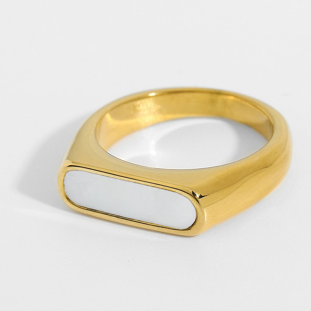 Obrączka Party Ring z geometrycznym wzorem, wykonana z emalii epoksydowej i stali nierdzewnej - moda 2021 - Wianko - 20