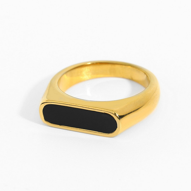 Obrączka Party Ring z geometrycznym wzorem, wykonana z emalii epoksydowej i stali nierdzewnej - moda 2021 - Wianko - 19