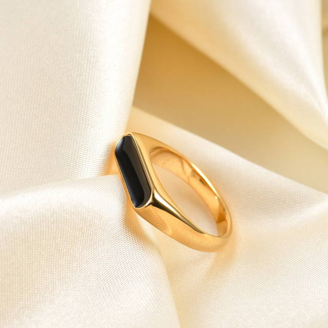 Obrączka Party Ring z geometrycznym wzorem, wykonana z emalii epoksydowej i stali nierdzewnej - moda 2021 - Wianko - 12