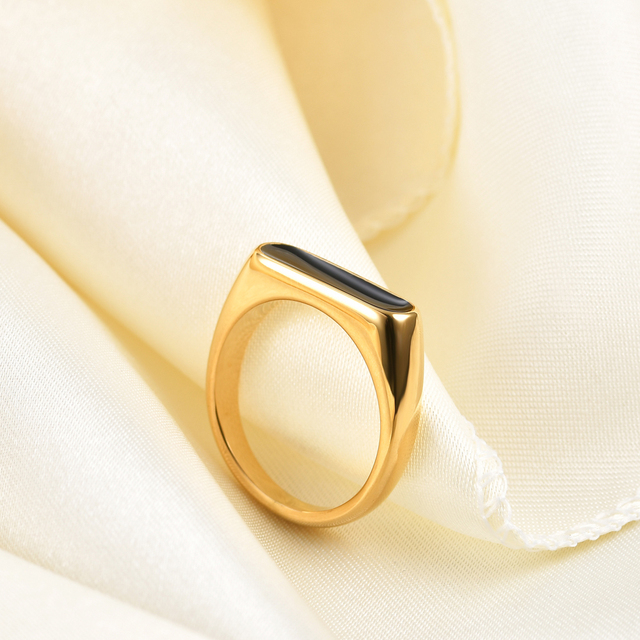 Obrączka Party Ring z geometrycznym wzorem, wykonana z emalii epoksydowej i stali nierdzewnej - moda 2021 - Wianko - 14