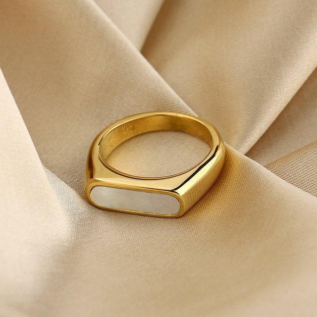 Obrączka Party Ring z geometrycznym wzorem, wykonana z emalii epoksydowej i stali nierdzewnej - moda 2021 - Wianko - 25