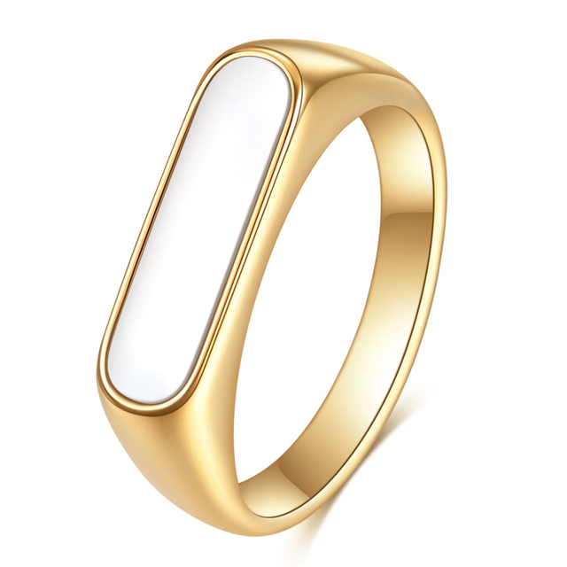 Obrączka Party Ring z geometrycznym wzorem, wykonana z emalii epoksydowej i stali nierdzewnej - moda 2021 - Wianko - 6