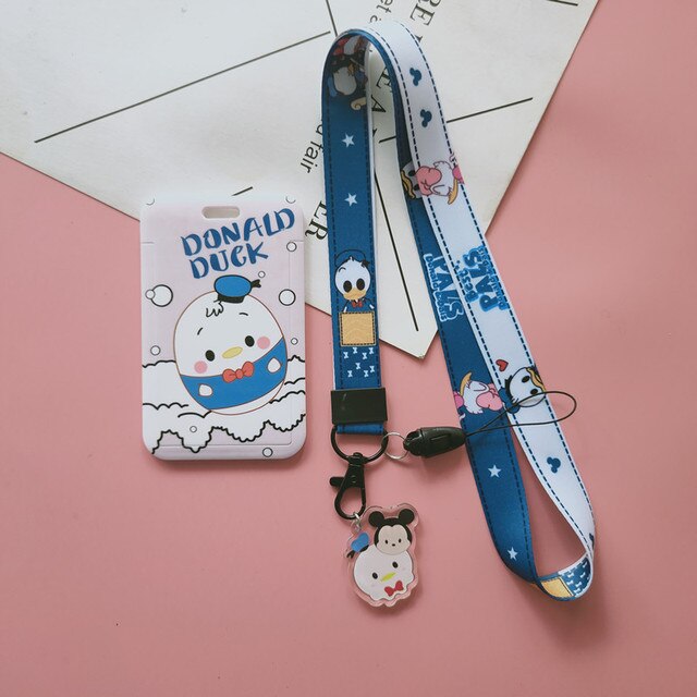 2021 nowy Disney Mickey Mouse etui na karty Student Campus torba na karty Minnie kubuś Stitch wiszące szyi karty pokrywa smycz etui na dowód - Wianko - 5