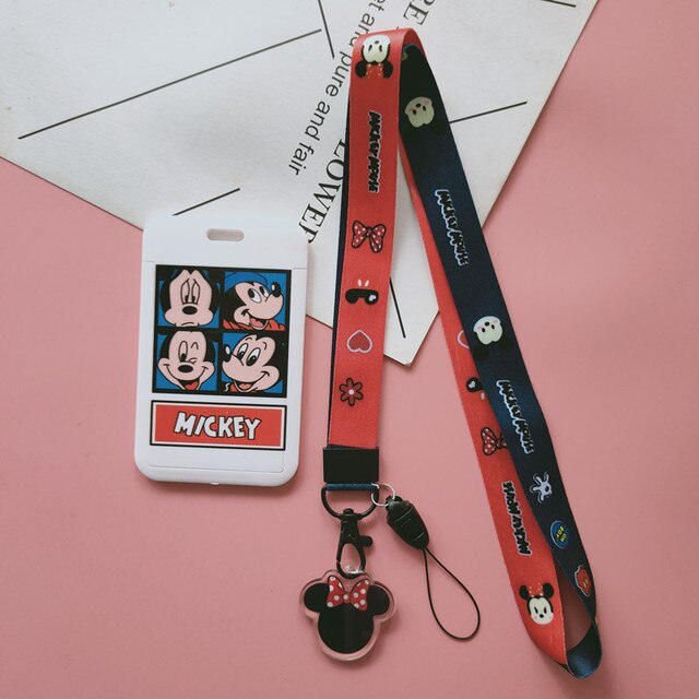 2021 nowy Disney Mickey Mouse etui na karty Student Campus torba na karty Minnie kubuś Stitch wiszące szyi karty pokrywa smycz etui na dowód - Wianko - 6