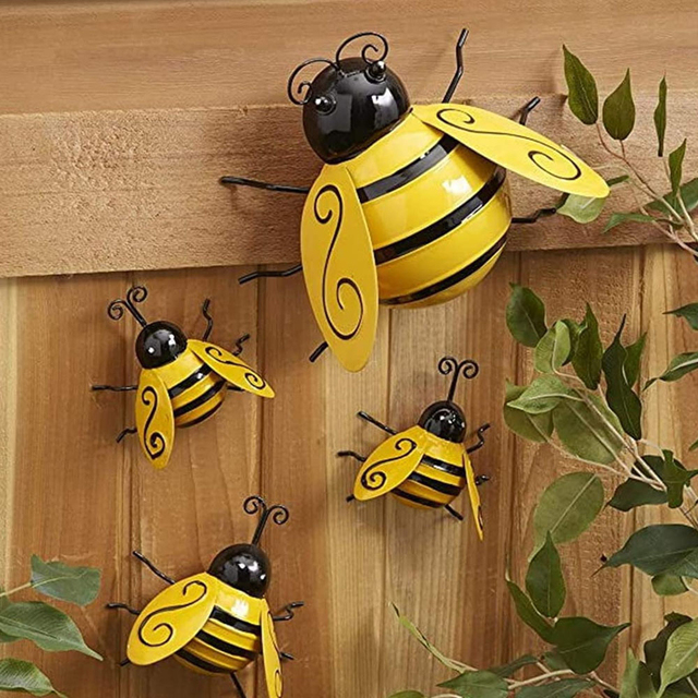 Nowa metalowa figura pszczoły do ogrodu w stylu wiejskim - ozdoba na ścianę ogrodzenia - Wianko - 7