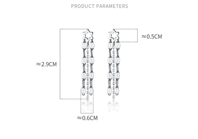 Kolczyki wiszące Hollow Star z frędzlami, wykonane z delikatnego 925 srebra - Wianko - 3