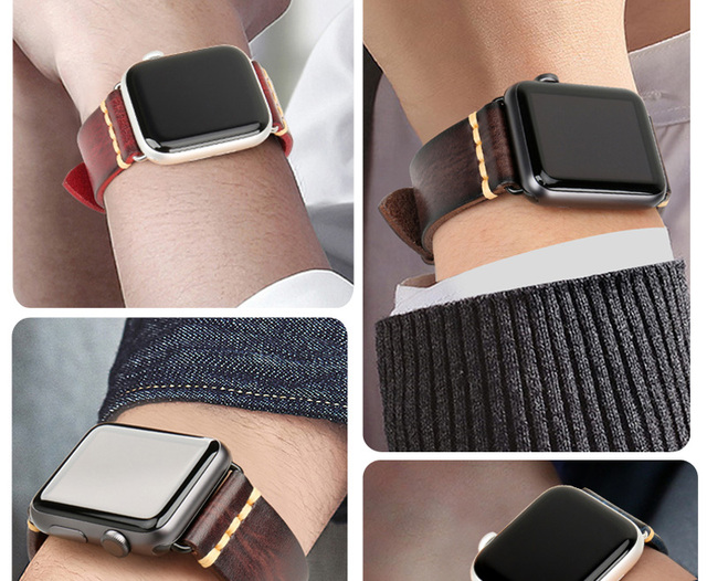 Skórzany pasek do zegarka Apple Watch, seria 7 SE 6 5 4 3, różne rozmiary - Wianko - 62