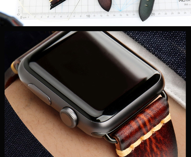 Skórzany pasek do zegarka Apple Watch, seria 7 SE 6 5 4 3, różne rozmiary - Wianko - 49