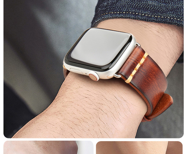 Skórzany pasek do zegarka Apple Watch, seria 7 SE 6 5 4 3, różne rozmiary - Wianko - 61