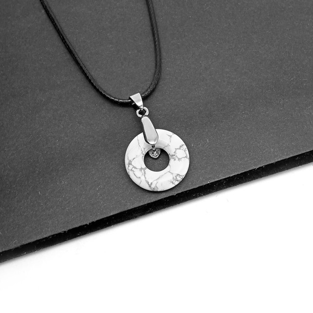 Naszyjnik z wisiorkiem - prosty, stylowy kamień naturalny w kształcie pączka z kryształem Opal Agated - Wianko - 17