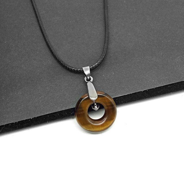Naszyjnik z wisiorkiem - prosty, stylowy kamień naturalny w kształcie pączka z kryształem Opal Agated - Wianko - 12