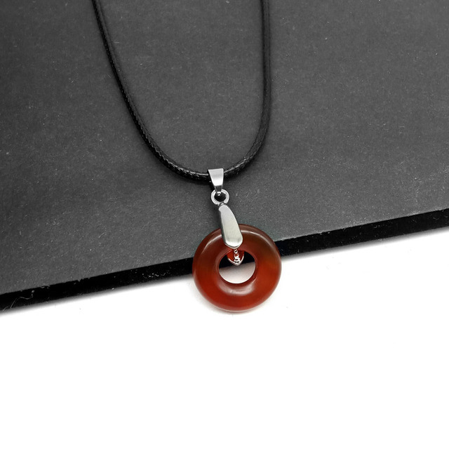 Naszyjnik z wisiorkiem - prosty, stylowy kamień naturalny w kształcie pączka z kryształem Opal Agated - Wianko - 27
