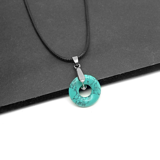 Naszyjnik z wisiorkiem - prosty, stylowy kamień naturalny w kształcie pączka z kryształem Opal Agated - Wianko - 10