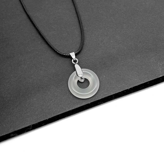 Naszyjnik z wisiorkiem - prosty, stylowy kamień naturalny w kształcie pączka z kryształem Opal Agated - Wianko - 15