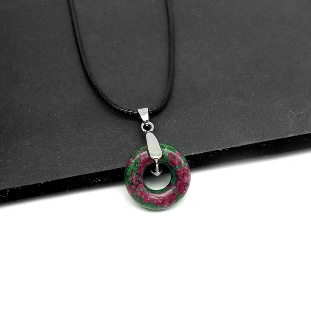 Naszyjnik z wisiorkiem - prosty, stylowy kamień naturalny w kształcie pączka z kryształem Opal Agated - Wianko - 32