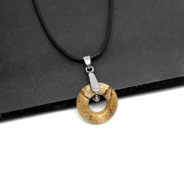 Naszyjnik z wisiorkiem - prosty, stylowy kamień naturalny w kształcie pączka z kryształem Opal Agated - Wianko - 24