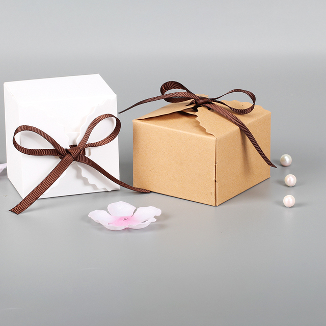 Opakowania na prezenty 10 szt. Fala Design Papierowe pudełka prezentowe na podróż, ślub, urodziny, Boże Narodzenie, 6.5*6.5*4.5CM - Wianko - 5