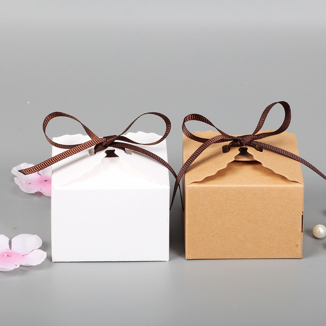 Opakowania na prezenty 10 szt. Fala Design Papierowe pudełka prezentowe na podróż, ślub, urodziny, Boże Narodzenie, 6.5*6.5*4.5CM - Wianko - 4