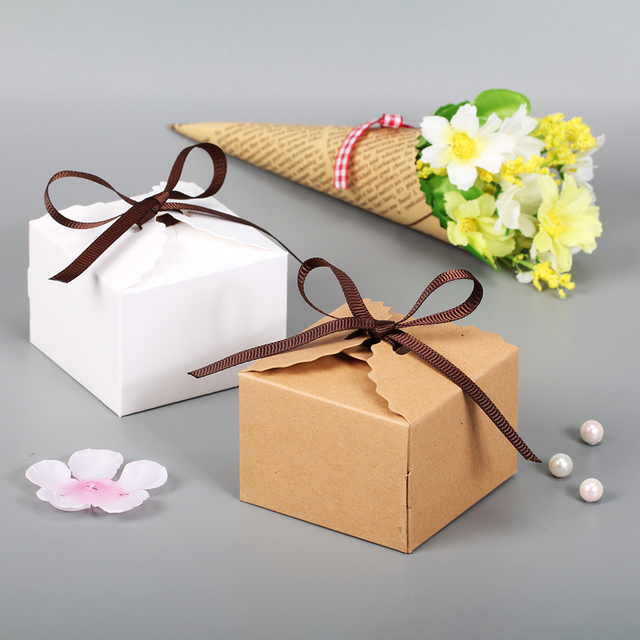 Opakowania na prezenty 10 szt. Fala Design Papierowe pudełka prezentowe na podróż, ślub, urodziny, Boże Narodzenie, 6.5*6.5*4.5CM - Wianko - 3