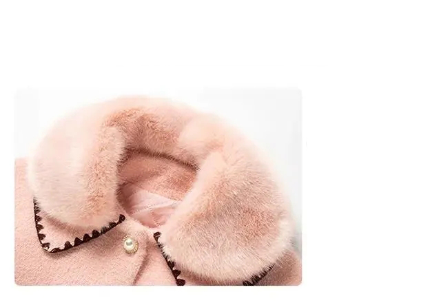 Zimowa wełniana kurtka dla dziewczynki - nowa 2021 KOREAŃSKA WERSJA - Mink aksamitne pogrubienie płaszcz średniej długości klapa Casual odzież dziecięca - Wianko - 3