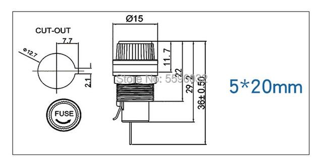 Oprawki bezpieczników szklane 5x20mm/6x30mm (5 sztuk/partia) - Wianko - 1