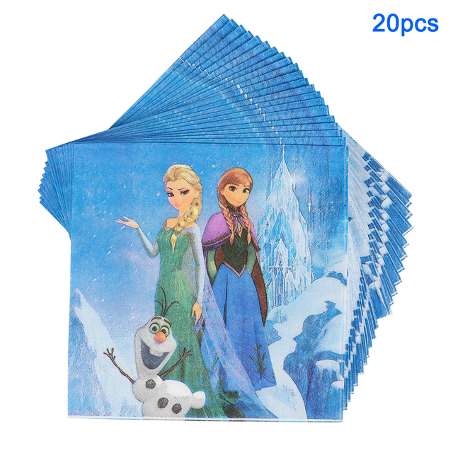 Jednorazowe zastawy stołowe tematyczne Frozen Elsa Anna 100/60 sztuk - Wianko - 3