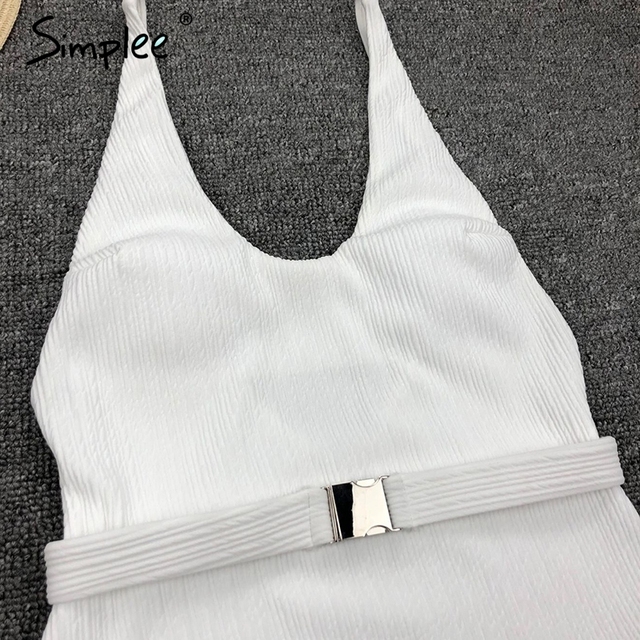 Jednoczęściowy biały strój kąpielowy Simplee Sexy push up - wysokie cięcie, dla kobiet, letnia plażowa moda 2019 - Wianko - 8