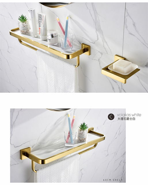 Półka łazienkowa narożna 304 ze stali nierdzewnej, 30 cm, z szklaną półką, w kolorze szczotkowanego złota - Wianko - 10