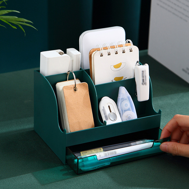 Organizer na biurko typu szuflada w stylu skandynawskim z obsadką do pióra - luksusowy schowek na materiały biurowe - Wianko - 2