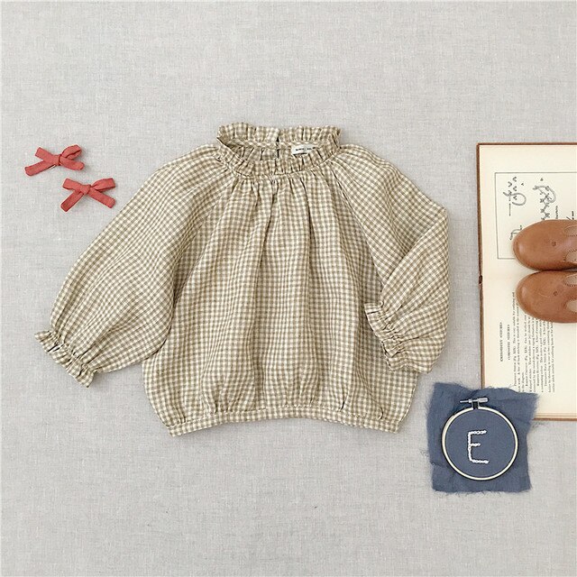 Dziecięca bluzka z długim rękawem EnkeliBB Girls w stylu vintage - plaid - Wianko - 36