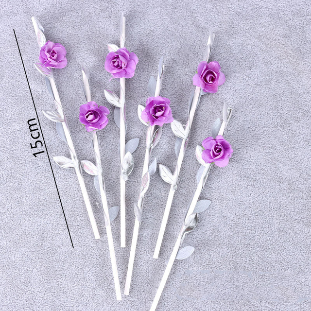 6 sztuk ozdoby tortu z różowymi kwiatami - flagi ślubne i urodzinowe dla dzieci - Wianko - 6