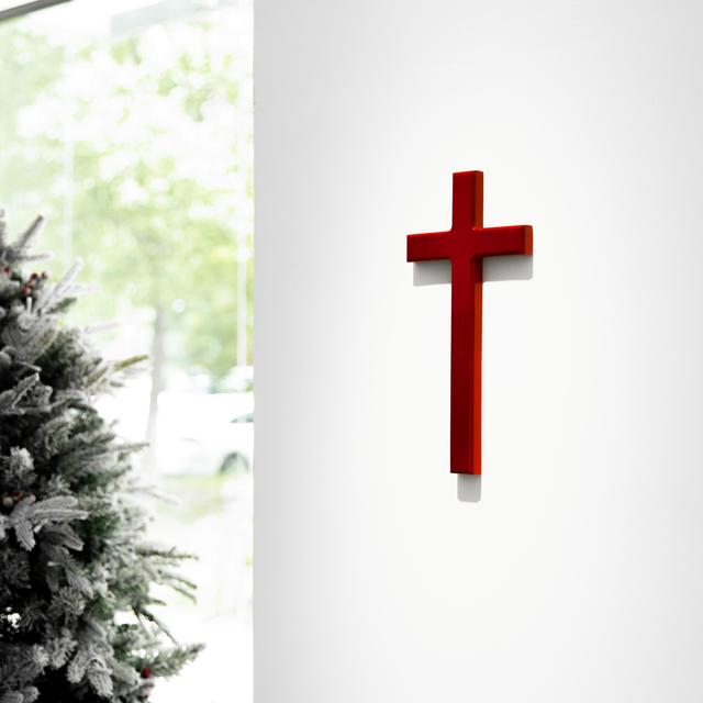 Ściany wiszący drewniany krzyż z litego drewna - 31 cm - Kościół katolicki - Wianko - 2