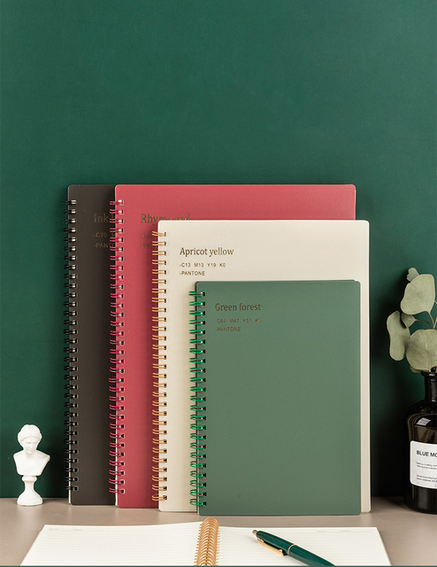 Miękkie etui na Notebook zielony czerwony Pantone A5 80 arkuszy liniowanych papieru - terminarz planer dziennik pulpit biuro szkoła A6835 - Wianko - 1