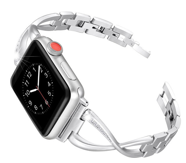 Stalowy pasek na Apple Watch z diamentami - 44mm/40mm/42mm/38mm, stali nierdzewnej, link bransoletka - Wianko - 3