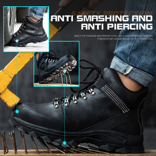 Męskie wysokie buty robocze BHP zimowe z ochroną na przecięcia i uderzenia, a także z podszewką aksamitną zapewniającą ciepło - Wianko - 5