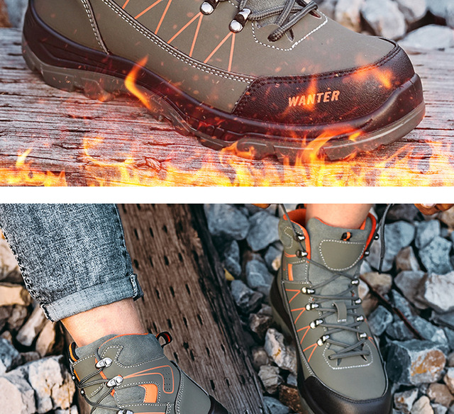 Męskie wysokie buty robocze BHP zimowe z ochroną na przecięcia i uderzenia, a także z podszewką aksamitną zapewniającą ciepło - Wianko - 21
