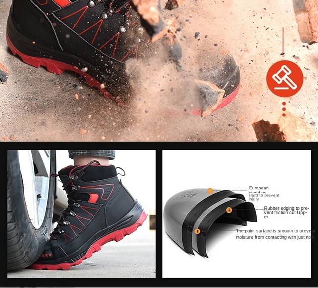 Męskie wysokie buty robocze BHP zimowe z ochroną na przecięcia i uderzenia, a także z podszewką aksamitną zapewniającą ciepło - Wianko - 30