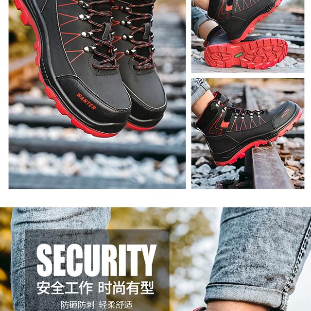 Męskie wysokie buty robocze BHP zimowe z ochroną na przecięcia i uderzenia, a także z podszewką aksamitną zapewniającą ciepło - Wianko - 8