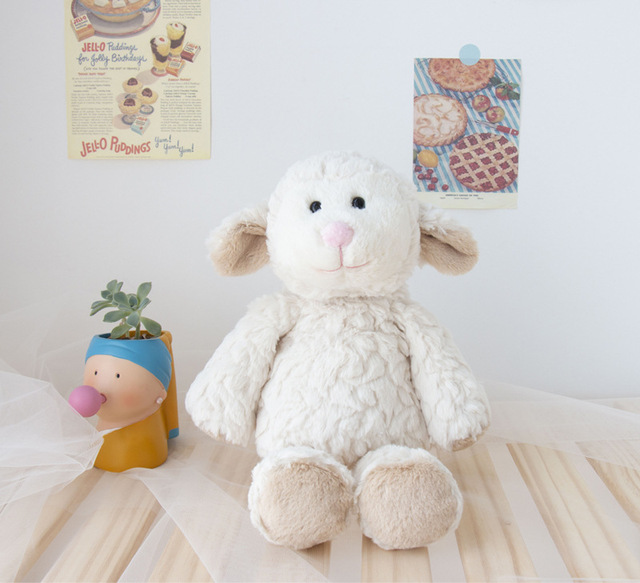 Białe pluszowe lalki z różowo-ustymi owcami - wysoka jakość, komfortowa zabawka dla śpiącego dziecka - Wianko - 1