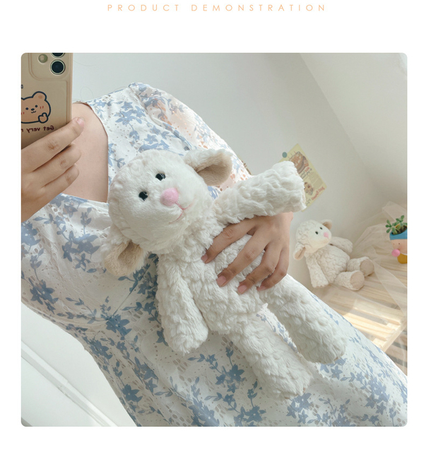 Białe pluszowe lalki z różowo-ustymi owcami - wysoka jakość, komfortowa zabawka dla śpiącego dziecka - Wianko - 2