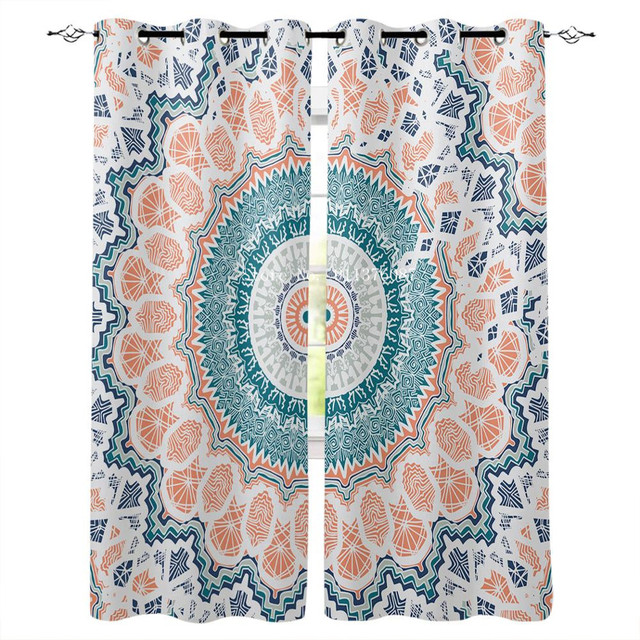 Mandala - kolorowy abstrakcyjny wzór zasłony do salonu, łazienki, kuchni i pokoju - tkanina do dekoracji domu - Wianko - 7