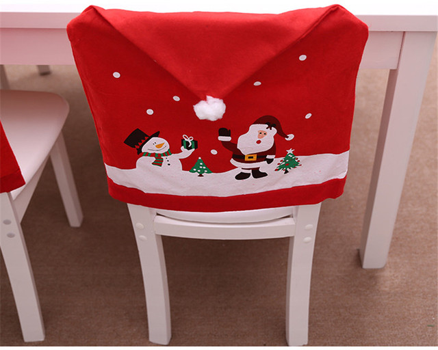 Czerwony kapelusz Mikołaja na stół obiadowy i krzesło Noel – dekoracje na Boże Narodzenie i Nowy Rok - Wianko - 5