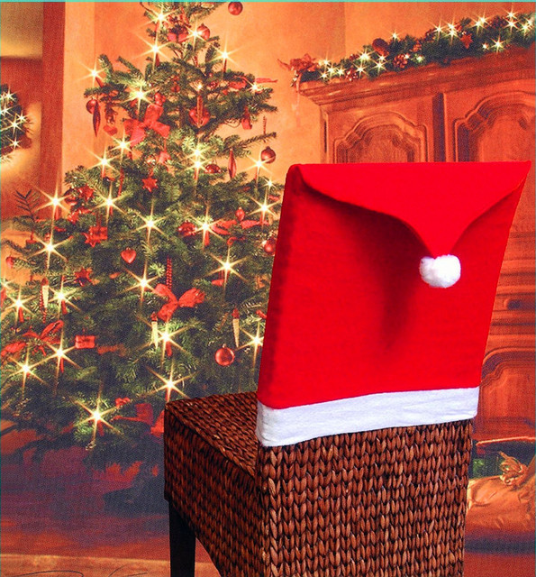 Czerwony kapelusz Mikołaja na stół obiadowy i krzesło Noel – dekoracje na Boże Narodzenie i Nowy Rok - Wianko - 10