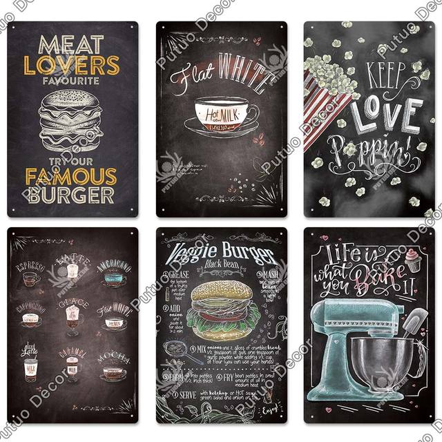 Metalowa tablica dekoracyjna do kuchni Putuo Decor – styl vintage, idealna jako plakat dla Cafe Diner Bar, ozdoba ścienna do pokoju, gotowanie, burger - Wianko - 21