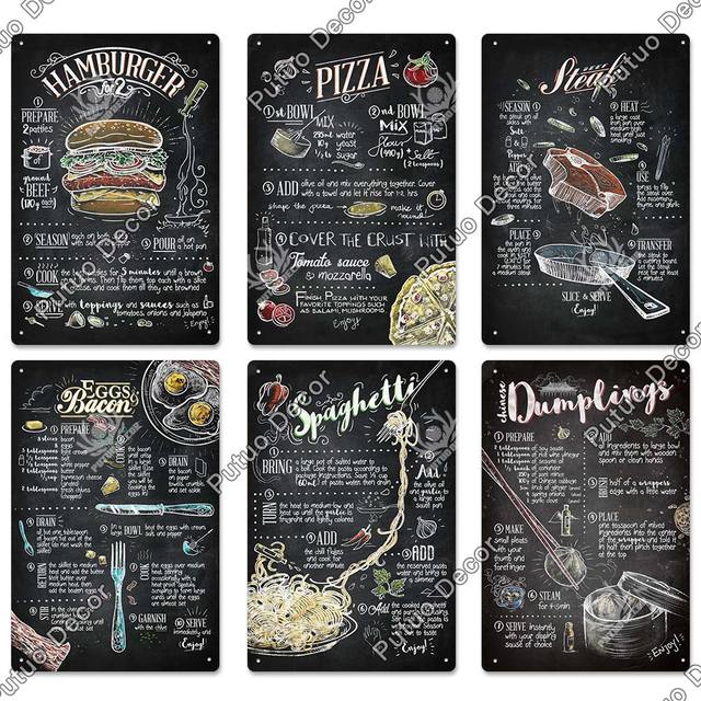 Metalowa tablica dekoracyjna do kuchni Putuo Decor – styl vintage, idealna jako plakat dla Cafe Diner Bar, ozdoba ścienna do pokoju, gotowanie, burger - Wianko - 18