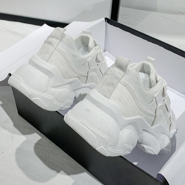 Damskie buty wulkanizowane platformy zasznurowane Chunky Sneakers, rozmiary 35-44, wiosenna moda, wygodne obuwie na co dzień - Wianko - 50