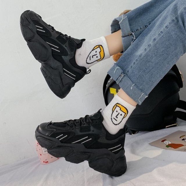 Damskie buty wulkanizowane platformy zasznurowane Chunky Sneakers, rozmiary 35-44, wiosenna moda, wygodne obuwie na co dzień - Wianko - 67