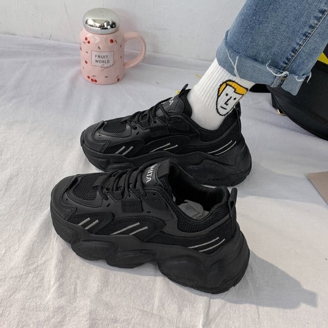 Damskie buty wulkanizowane platformy zasznurowane Chunky Sneakers, rozmiary 35-44, wiosenna moda, wygodne obuwie na co dzień - Wianko - 68